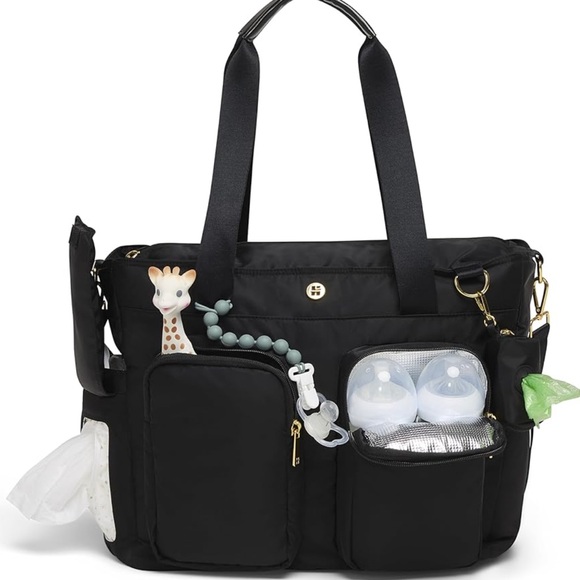 Elegant Black Baby Bag with Adjustable Strap - Picture 4 of 4